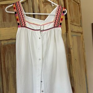 White Sleeveless Top with Multicolor Straps